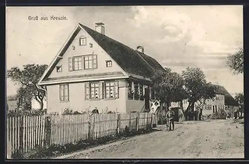 AK Kreuzle, Strassenpartie mit Anwohnern