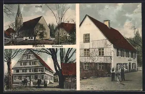 AK Pfärrich, Gasthaus, Strassenpartie, Kirche