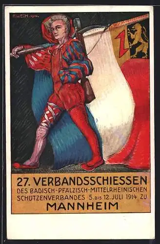 Künstler-AK Mannheim, 27. Verbandsschiessen des Bad.-Pfälz.-Mittelrh. Schützenverbandes 1914