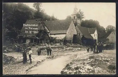 Foto-AK Paimar, Zerstörte Häuser beim Hochwasser 1911