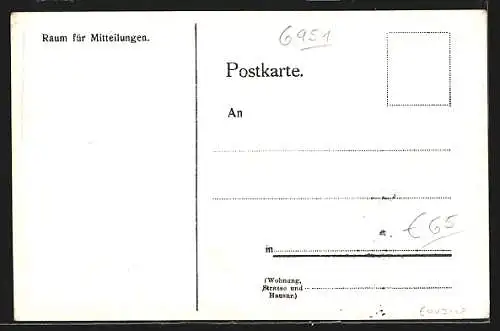Lithographie Neunkirchen / Baden, Gasthaus z. Löwen, Evang. und Kath. Kirche