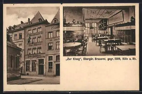 AK Köln a. Rh., Obergär. Brauerei Zur Kloog, Bes. Peter Oedenkoven, Bollwerk 15