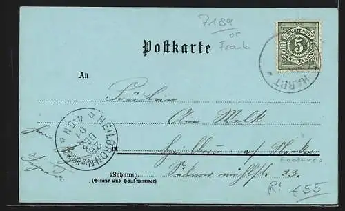 Mondschein-Lithographie Gründelhardt, Gasthaus zum Hirsch, Handlung v. Georg Utz, Post, Rathaus