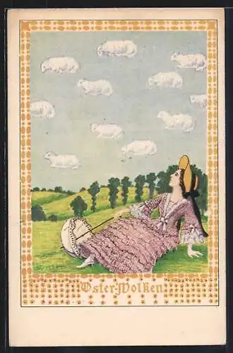 Künstler-AK Wilhelm List: Oster Wolken, Schäfchen am Himmel