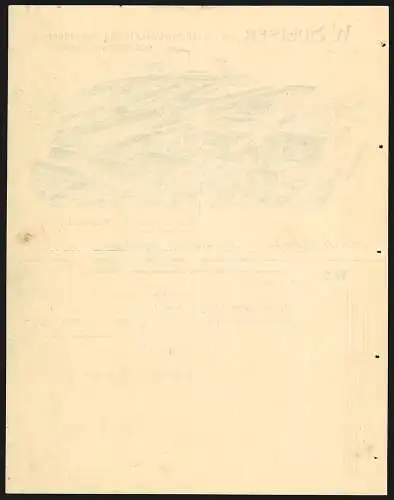 Rechnung Göppingen 1909, W. Speiser, Fabrik landwirtschaftlicher Maschinen, Gesamtansicht vom Betrieb mit Gleisanlage