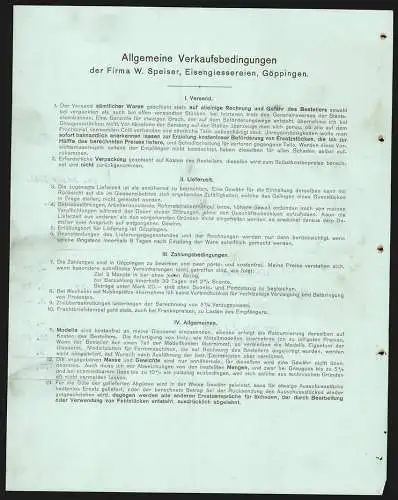 Rechnung Göppingen 1911, W. Speiser, Fabrik landwirtschaftlicher Maschinen, Werksansicht mit Gleisanlage und Lagerplatz