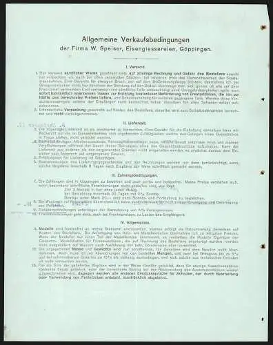 Rechnung Göppingen 1911, W. Speiser, Fabrik landwirtschaftlicher Maschinen, Betrieb mit Gleisanlage und Lagerplatz