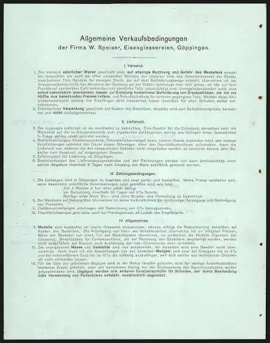 Rechnung Göppingen 1911, W. Speiser, Fabrik landwirtschaftlicher Maschinen, Fabrik mit Gleisanlage und Lagerplatz