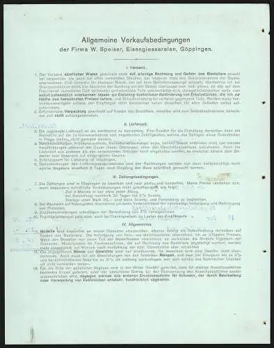 Rechnung Göppingen 1911, W. Speiser, Fabrik landwirtschaftlicher Maschinen, Fabrik mit Gleisanlage und Lagerplatz