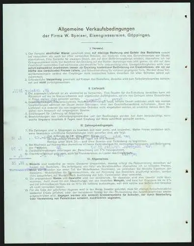 Rechnung Göppingen 1911, W. Speiser, Fabrik landwirtschaftlicher Maschinen, Betrieb mit Gleisanlage und Lagerplatz