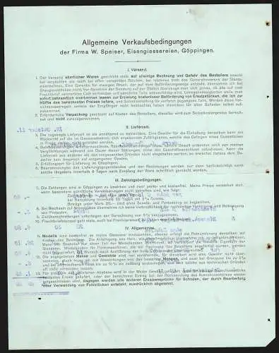 Rechnung Göppingen 1911, W. Speiser, Fabrik landwirtschaftlicher Maschinen, Betrieb mit Gleisanlage und Lagerplatz