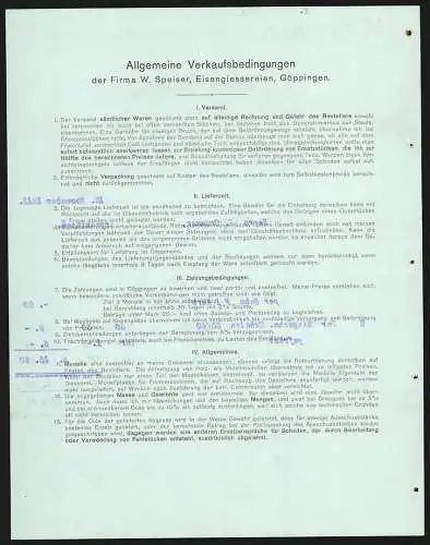 Rechnung Göppingen 1911, W. Speiser, Fabrik landwirtschaftlicher Maschinen, Werk mit Gleisanlage und Lagerplatz