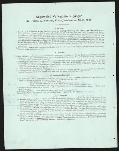 Rechnung Göppingen 1911, W. Speiser, Fabrik landwirtschaftlicher Maschinen, Werksansicht mit Gleisanlage und Lagerplatz