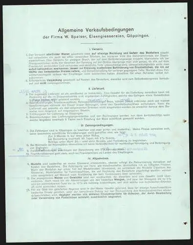Rechnung Göppingen 1911, W. Speiser, Fabrik landwirtschaftlicher Maschinen, Werkansicht mit Gleisanlage und Lagerplatz