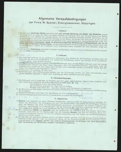 Rechnung Göppingen 1911, W. Speiser, Fabrik landwirtschaftlicher Maschinen, Fabrik mit eigener Gleisanlage