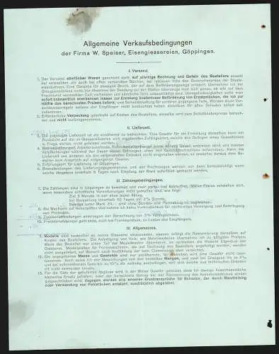 Rechnung Göppingen 1910, W. Speiser, Fabrik landwirtschaftlicher Maschinen, Fabrik mit eigener Gleisanlage