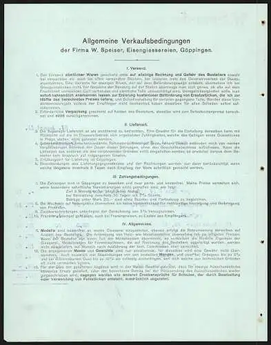 Rechnung Göppingen 1911, W. Speiser, Fabrik landwirtschaftlicher Maschinen, Betrieb mit eigener Gleisanlage