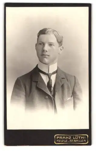 Fotografie Franz Lüthi, Feldle b. Stahl, Eleganter junger Mann mit Krawatte