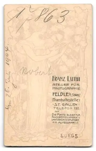 Fotografie Franz Lüthi, Feldle b. Stahl, Eleganter junger Mann mit Krawatte