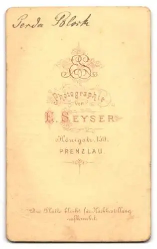 Fotografie E. Seyser, Prenzlau, Königstr. 159, Niedliches Kleinkind im Kleid