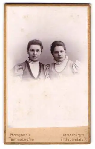 Fotografie Atelier Tannenzapfen, Strassburg i. E., Kleberplatz 7, Portrait Jeanne u. Marie Herbert mit Hochsteckfrisuren