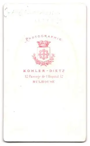 Fotografie Kohler-Dietz, Mulhouse, Passage de l`Hopital 12, Portrait J. Heilmann-Witz mit Flechtfrisur