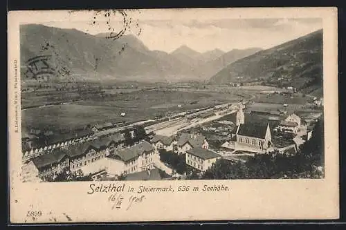 AK Selzthal in Steiermark, Ortsansicht mit Blick ins Tal