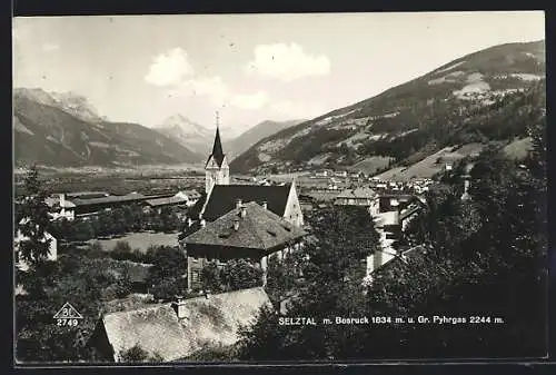 AK Selztal, Teilansicht mit Kirche, in der Ferne Bosruck und Gr. Pyhrgas