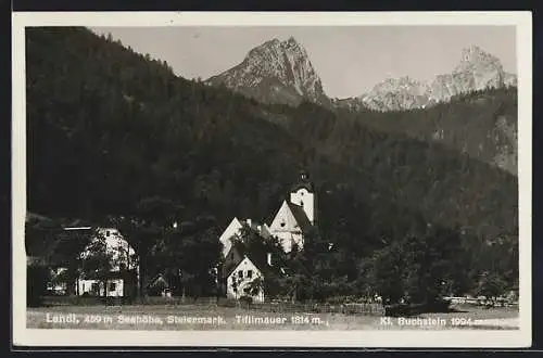 AK Landl /Steiermark, Panoramaansicht mit Tiflimauer und Kl. Buchstein