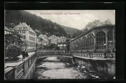 AK Bad Wildbad, Trinkhalle mit Olgastrasse