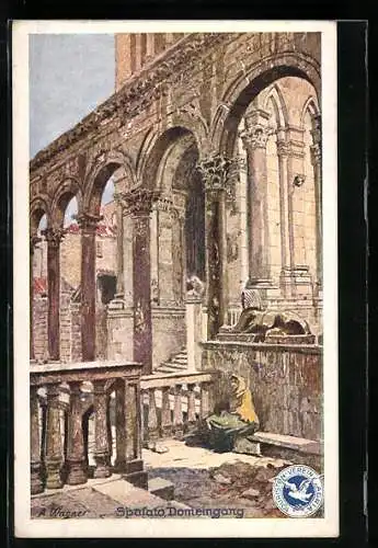 Künstler-AK Spalato, Eingang zum Dom