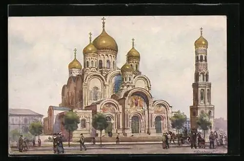 Künstler-AK Warschau-Warszawa, Cerkiew na Placu Saskim