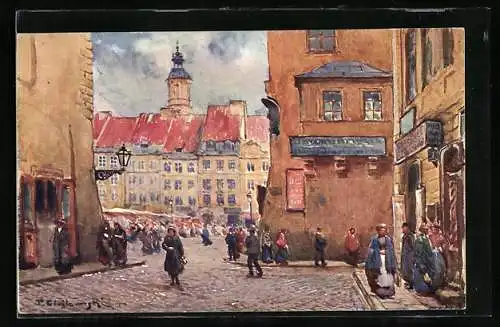 Künstler-AK Warschau-Warszawa, Stare Miasto