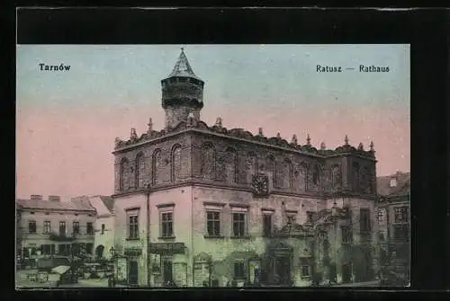 AK Tarnów, Ratusz, Rathaus mit Leuten
