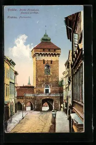 AK Krakau-Krakow, Strasse unter dem Florianer Tor
