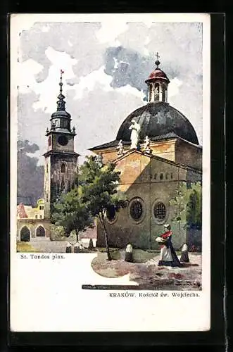 Künstler-AK Kraków, Kosicól sw. Wojciecha