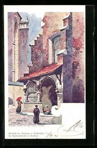 Künstler-AK Krakow, Kosciól sw. Barbary