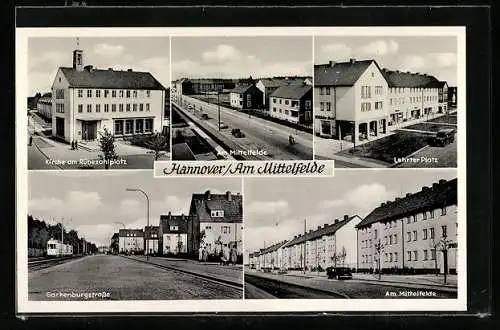 AK Hannover, Am Mittelfelde, Kirche am Rübezahlplatz, Lehrter Platz