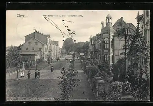 AK Cleve, Bahnhofstrasse und alter Stadthausgang