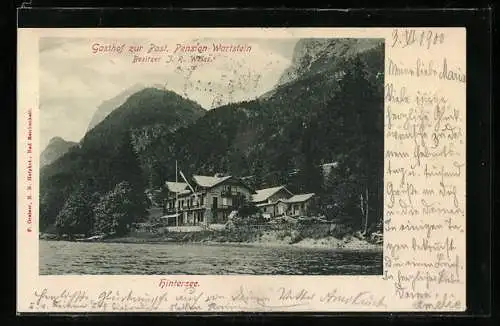 AK Hintersee / Ramsau, Gasthaus zur Post-Pension Wartstein J. R. Weiss