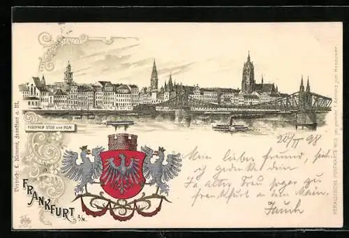 AK Alt-Frankfurt, Eiserner Steg und Dom, Wappen