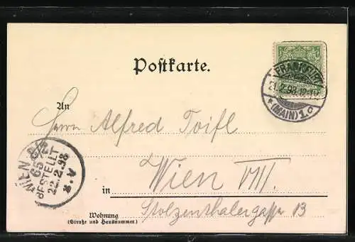 AK Alt-Frankfurt, Eiserner Steg und Dom, Wappen