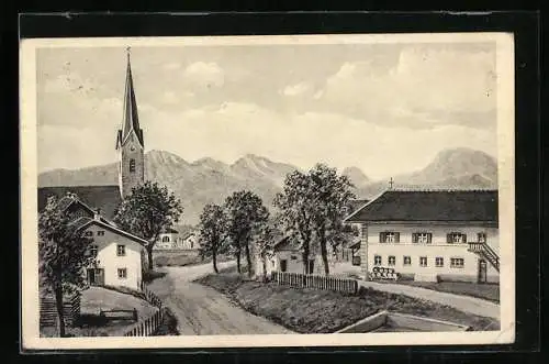AK Stephanskirchen am Simssee, Strassenpartie und Kirchturm