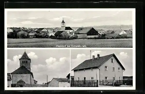 AK Pfahldorf /Eichstätt, Kirche, Panorama des Ortes