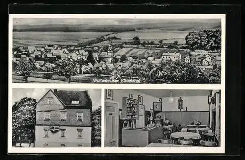 AK Wolfenhausen /Oberlahn, Gesamtansicht, Gasthaus zur Linde