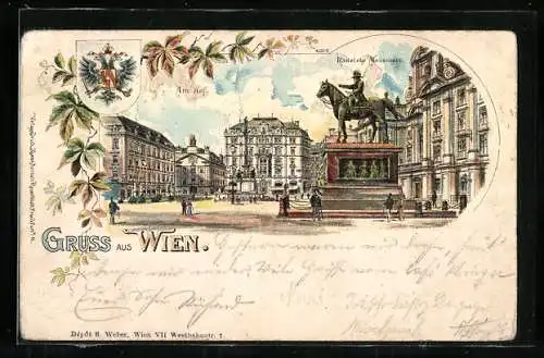 Lithographie Wien, Am Hof, Radetzky Monument