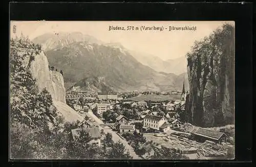 AK Bludenz, Blick auf die Bürserschlucht, Ortsansicht