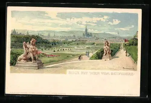 Künstler-AK Wien, Ortsansicht vom Belvedere