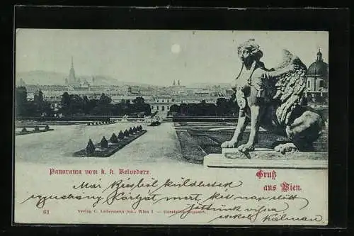 Mondschein-AK Wien, Panorama vom k. k. Belvedere