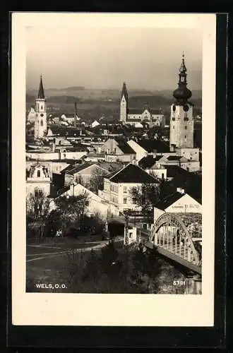 AK Wels /O. D., Ortsansicht mit Kohlegeschäft G. Hammerl